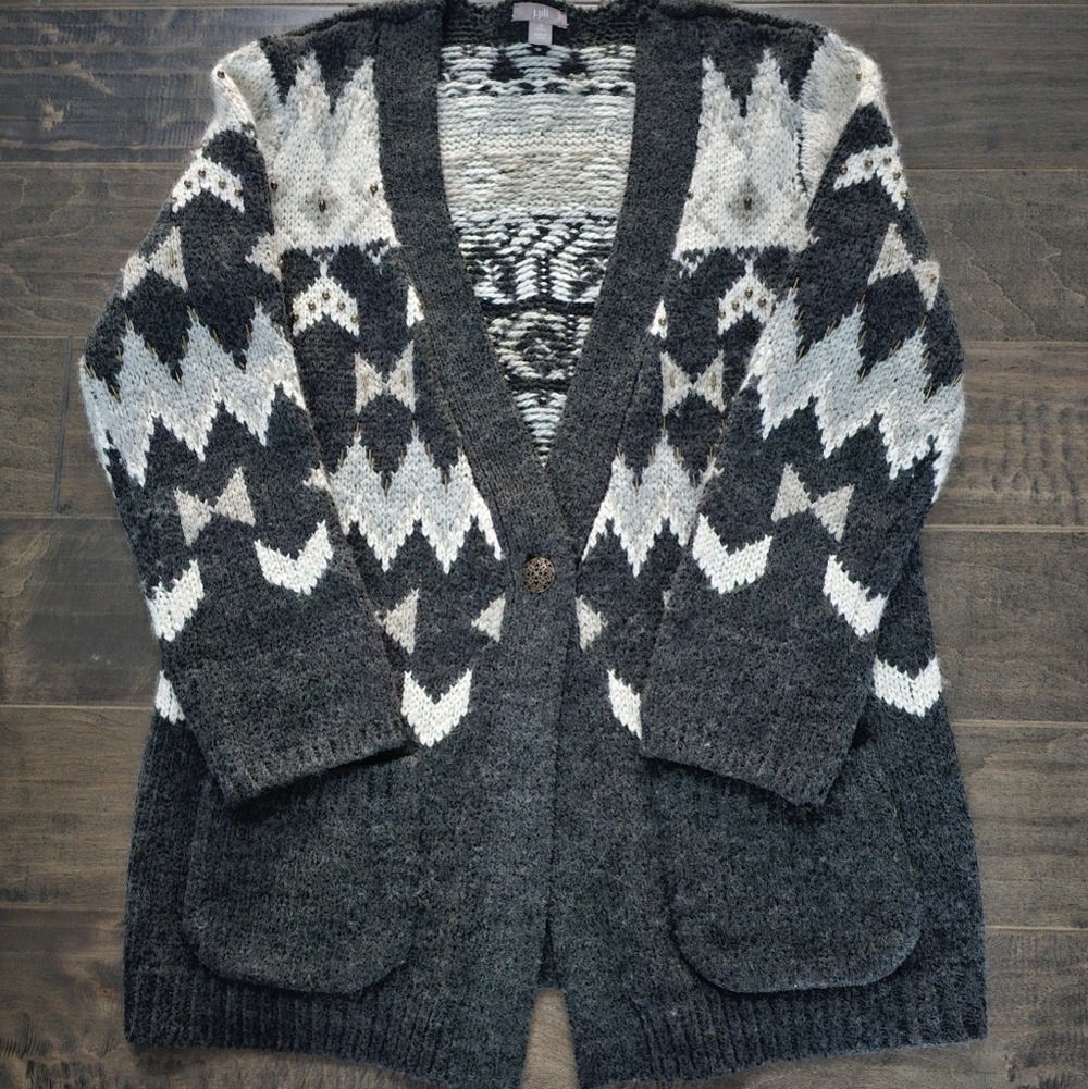 J. Jill Women's Front Fair Isle Chunky Cardigan sz small - Picture 2 of 8